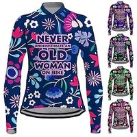 21Grams Women's Cycling Jersey Long Sleeve Bike Jersey Top with 3 Rear Pockets Mountain Bike MTB Road Bike Cycling Breathable Quick Dry Moisture Wicking Reflective Strips Red Blue Purple Floral miniinthebox - thumbnail