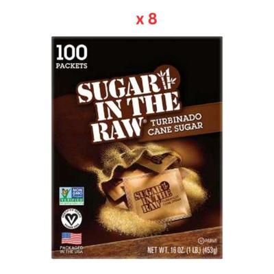 In The Raw Turbinado Cane Sugar 100 Packets, 8x453G