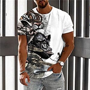 Men's Unisex T shirt 3D Print Graphic Prints Tiger Animal Crew Neck Daily Holiday Print Short Sleeve Tops Casual Designer Big and Tall White miniinthebox