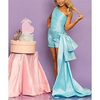 Jumpsuits Short  Mini Flower Girl Dress Birthday Girls Cute Prom Dress Satin with Bow(s) Star Fit 3-16 Years Lightinthebox - thumbnail