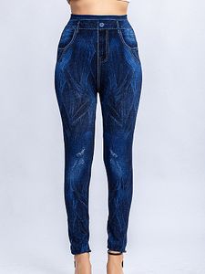 Fashionable casual multicolor stretch slim imitation denim leggings