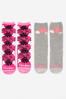 Womens 2 Pack Crew Socks Grey/Pink Womens 2 Pack Crew Socks Grey/Pink