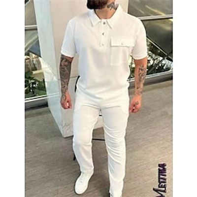 Men's Golf Polo Shirt Lapel Daily Wear Activewear Button Up Solid  Plain Color Black White Red Activewear Gymnatics Spring  Summer Hoodies Sweatshirts  Lightinthebox