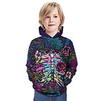 Kids Boys' Hoodie  Sweatshirt Long Sleeve 3D Print Floral Animal Print Purple Children Tops Summer Active Daily Wear Regular Fit 3-13 Years Lightinthebox - thumbnail