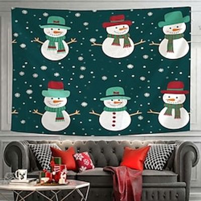 Christmas Snowman Hanging Tapestry Wall Art Xmas Large Tapestry Mural Decor Photograph Backdrop Blanket Curtain Home Bedroom Living Room Decoration miniinthebox