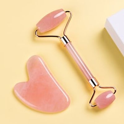 Pink Crystal Finger Scraping Board V Face Jade Massage Roller Set For Whole Body Lightinthebox