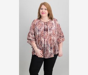Womens Printed Keyhole Pint Top  Globetrotter