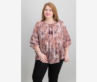 Womens Printed Keyhole Pint Top  Globetrotter - thumbnail