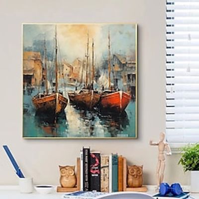Large HandPainted Oil Paintings on Canvas Sea and Fishing Boat Home Wall Picture for Living Room Home Decor Art No Framed Lightinthebox