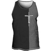 Men's Vest Top Sleeveless T Shirt for Men Graphic Color Block Crew Neck Clothing Apparel 3D Print Daily Sports Sleeveless Print Fashion Designer Muscle Lightinthebox - thumbnail