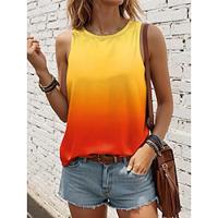 Women's Tank Top Vest Ombre Color Gradient Vacation Print Pink Sleeveless Stylish Crew Neck Summer Lightinthebox