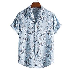 Men's Shirt Other Prints Letter Animal collared shirts Print Short Sleeve Daily Tops Beach Boho Gray Lightinthebox