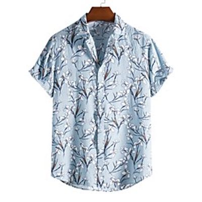 Men's Shirt Other Prints Letter Animal collared shirts Print Short Sleeve Daily Tops Beach Boho Gray Lightinthebox