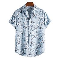 Men's Shirt Other Prints Letter Animal collared shirts Print Short Sleeve Daily Tops Beach Boho Gray Lightinthebox - thumbnail
