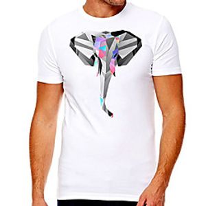 Men's Unisex Tee T shirt Hot Stamping Graphic Prints Elephant Plus Size Print Short Sleeve Casual Tops Cotton Basic Designer Big and Tall White Lightinthebox
