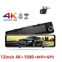 4K 2160P Ultra HD 38402160P Car DVR Camera WIFI App 12 Inch Mirror Rear View Dash Cam Video Recorder Dual Cam Front And Rear miniinthebox
