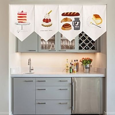 Desserts Kitchen Restaurant Short Door Covers Hanging Curtains Triangular Flag Curtains Short Curtains Half Home Living Room Decorative Partition Curtains miniinthebox