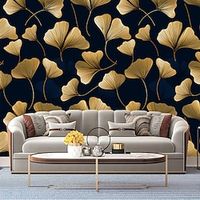 Gingko Leaves Gold 3D Wallpaper Roll Mural Wall Covering Sticker Peel and Stick Removable PVC/Vinyl Material Self Adhesive/Adhesive Required Wall Decor for Living Room Kitchen Bathroom Lightinthebox