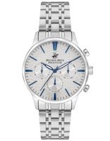 Beverly Hills Polo Club Men's VX9JE1 Movement Watch, Multi Function Display and Metal Strap, Silver / Gold - BP3367X.260
