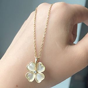 Women's Charm Necklace Rolo Clover Simple Korean Titanium Steel Gold 425 cm Necklace Jewelry 1pc For Wedding Gift Festival miniinthebox