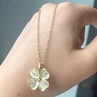 Women's Charm Necklace Rolo Clover Simple Korean Titanium Steel Gold 425 cm Necklace Jewelry 1pc For Wedding Gift Festival miniinthebox - thumbnail