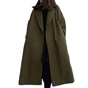 Women's Winter Coat Windproof Warm Outdoor Street Daily Vacation Pocket Cardigan Lapel Modern Street Style Solid Color Regular Fit Outerwear Long Sleeve Winter Fall Green Black M L XL XXL 3XL Lightinthebox