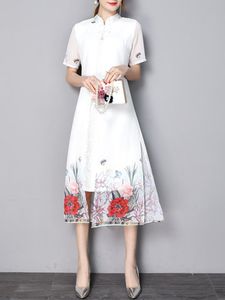 Floral Print Splited Layered Dresses