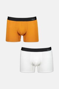 Mens 2 Pk Cotton Modal Boxer Brief  White/Orange