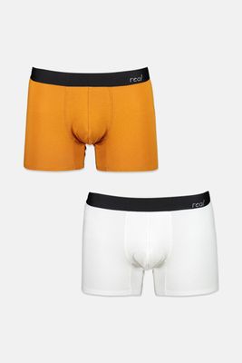 Mens 2 Pk Cotton Modal Boxer Brief  White/Orange