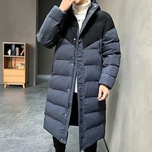 Men's Puffer Jacket Quilted Jacket Outdoor Casual  Daily Vacation Going out Color Block Outerwear Clothing Apparel Black Blue Lightinthebox