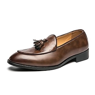 Men's Loafers  Slip-Ons Dress Shoes Tassel Loafers Business British Daily PU Comfortable Slip Resistant Loafer Black Brown Spring Fall Lightinthebox
