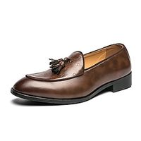 Men's Loafers  Slip-Ons Dress Shoes Tassel Loafers Business British Daily PU Comfortable Slip Resistant Loafer Black Brown Spring Fall Lightinthebox - thumbnail