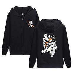 Haikyuu Shoyo Hinata Outerwear Zip-Up Hoodie Anime Front Pocket Harajuku Graphic Outerwear For Couple's Men's Women's Adults' Hot Stamping Party Casual Daily Lightinthebox