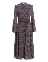 Dainty Floral Flared Midi Dress - Blue - thumbnail