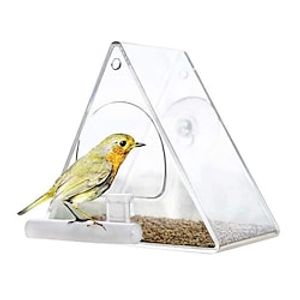 Acrylic Bird Feeder Hanging Seed Feeder with Stand Transparent Wild Bird Seed Feeder Durable Window View Bird Food Container Bird Feeding Supplies miniinthebox