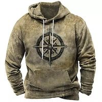 Men's Pullover Hoodie Sweatshirt Brown Brown 2 Brown 3 Hooded Graphic Prints Print Daily Sports 3D Print Basic Streetwear Designer Spring   Fall Clothing Apparel Compass Hoodies Sweatshirts  Lightinthebox - thumbnail