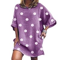 Women's T Shirt Dress Tee Dress Knee Length Dress Blue White Black Purple Khaki Half Sleeve Polka Dot Print Spring Summer Round Neck Casual 2022 S M L XL XXL 3XL 4XL 5XL Lightinthebox - thumbnail