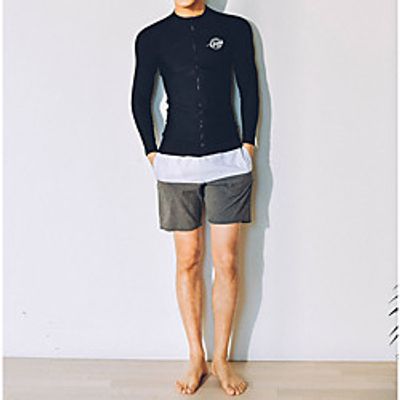 Men's Rashguard Swimsuit Spandex Swimwear UV Sun Protection Quick Dry Long Sleeve 2 Piece Front Zip - Swimming Surfing Snorkeling Patchwork Autumn  Fall Spring Summer Lightinthebox