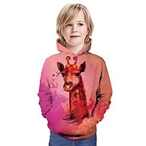 Kids Boys' Hoodie  Sweatshirt Long Sleeve Giraffe 3D Print Animal Print Blushing Pink Children Tops Summer Active Daily Wear Regular Fit 3-13 Years miniinthebox