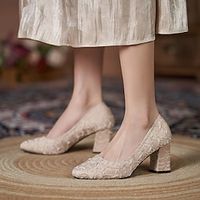 Women's Heels Wedding Shoes Slip-Ons Ladies Shoes Valentines Gifts Dress Shoes Wedding Valentine's Day Bridal Shoes Bridesmaid Shoes Block Heel Chunky Heel Pointed Toe Elegant Fashion Satin Loafer Lightinthebox