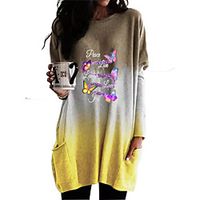 Women's Shift Dress Short Mini Dress Purple Blushing Pink Khaki Green Black Long Sleeve Color Gradient Butterfly Letter Pocket Print Fall Winter Round Neck Casual Christmas Batwing Sleeve 2021 S M L Lightinthebox - thumbnail