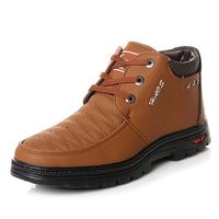 Men's Moc Toe Warm Plush Lining Lace Up Ankle Boots