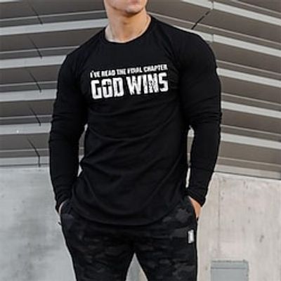 Men's T shirt Tee Cool Shirt Long Sleeve Shirt Letter Crew Neck Print Street Sports Long Sleeve Print Clothing Apparel Fashion Designer Casual Novelty miniinthebox