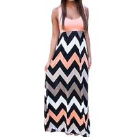 Women's Casual Dress Stripe Patchwork U Neck Long Dress Maxi Dress Party Date Sleeveless Summer Lightinthebox