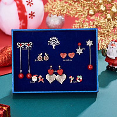 Women's Clear Red Stud Earrings Classic Heart Stylish Cute S925 Sterling Silver Earrings Jewelry Red For Christmas Gift 7 Sets Lightinthebox