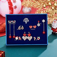 Women's Clear Red Stud Earrings Classic Heart Stylish Cute S925 Sterling Silver Earrings Jewelry Red For Christmas Gift 7 Sets Lightinthebox - thumbnail