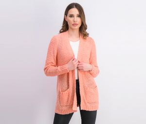 Womens Textured Open Front Cardigan  Orange