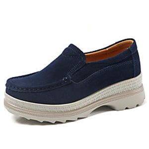 Women's Loafers  Slip-Ons Flat Heel Round Toe Daily Suede Solid Colored Almond Red Blue miniinthebox