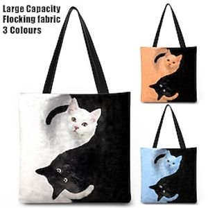 Women's Tote Shoulder Bag Fluffy Bag Polyester Outdoor Shopping Daily Print Large Capacity Lightweight Durable Cat White Blue Orange miniinthebox