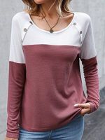 Long Sleeve Color Patchwork Knitted Top